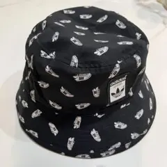 adidas スーパースター柄 バケットハット 黒