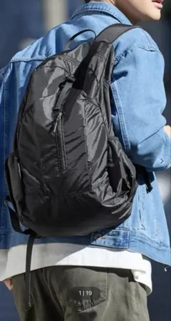 【新品未使用品】coca ポケッタブル縦ファスナーバックパック ユニセックスBK