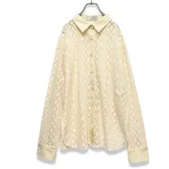美品 アーバンリサーチラボ レースブラウス 異素材 ベージュ ロングシーズン対応のサムネイル