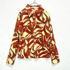 アーヴェヴェ◆ラメ感 長袖総柄シャツ/レギュラーカラー 派手 個性的 イトキン