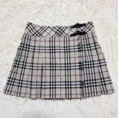 【美品】バーバリー ブルーレーベル プリーツ ノバチェック ラップ巻 ベージュ