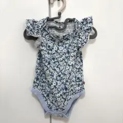 花柄フリル袖ロンパース