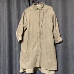 ブランシェス シャツワンピース コットン 長袖 カジュアル　カーキ　110㎝