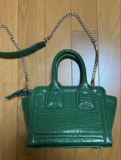 ZARA ザラ ショルダーバッグ アニマルプリント ミニシティバッグ グリーン