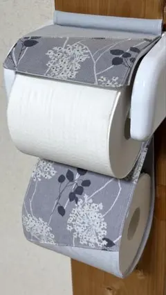 ペーパーホルダーカバー♡ハンドメイド 型紙不要】ストッカー付きトイレットペーパーホルダーカバーの
