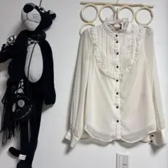 美品！！INGNI♡ホワイトフリルレース長袖ブラウス