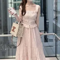 ショルダーリボンワンピース ピンク