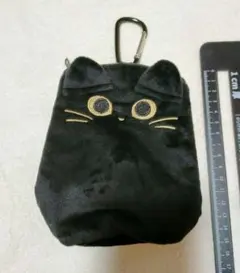 KALDI カルディ 黒猫 カラビナ付きポーチ　ねこ