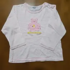 MIKI HOUSE FIRST 長袖Tシャツ ピンクボーダー 80のサムネイル