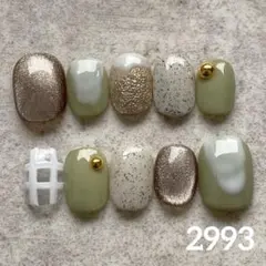 現品　ネイルチップ　ニュアンスネイル　マグネットネイル　ブラウンネイル　緑ネイル