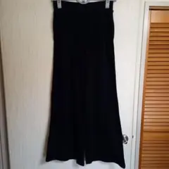 UNIQLOブラック リブ編み ワイドパンツ