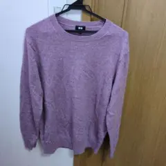 薄紫 クルーネック ニットセーター