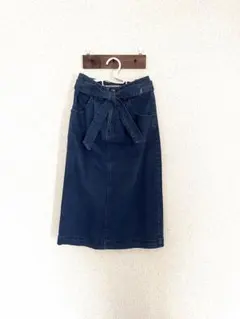 honeysハニーズ デニムスカート ウエストリボン付き S