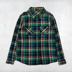 【GWセール】ネルシャツ　レディース　M グリーン　チェック　古着　グランジ