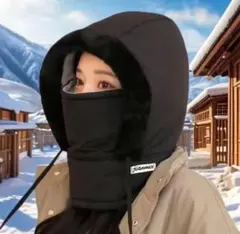 バラクラバ ブラック フードウォーマー キャップ マフラー 帽子 男女兼用 防寒