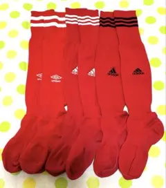 adidas、umbro サッカーソックス 3足セット 赤 22〜24cm程度