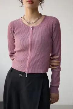 AZUL by moussy Wジップ配色リブカーディガン