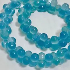 cs250/new！人工石◇キャッツアイ　ピーナツ形　水色　1連