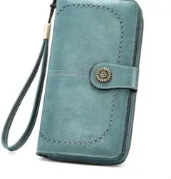 青緑色 合成皮革 長財布