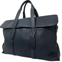 【美品】コーチ 58097 ビジネスバッグ トート A4収納可 ネイビー レザー