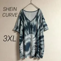 SHEIN CURVE タイダイ柄Vネック半袖Tシャツ 3XL 渦巻き ハートのサムネイル