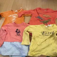 ミッキーマウス＆恐竜デザイン長袖カットソー　4枚セット