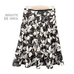 BRIGITTE/フレアスカート/日本製/上品/薄手/華やか/花柄/9/白黒のサムネイル