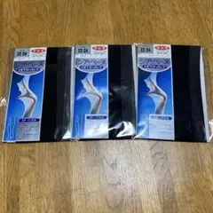 グンゼ　ブラック ひざ下ストッキング M 22-24cm 3枚セット