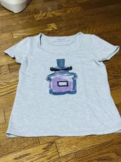 Ray BEAMS 香水ボトルプリント (スパンコール )半袖Tシャツ グレーのサムネイル