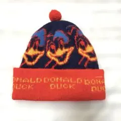 ディズニーDisneyヴィンテージ80sドナルドダックニット帽ポンポン付ネイビー