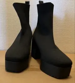 レディース　黒　ブラック　ブーツ　靴下　ミドル　ギャル　ソックス