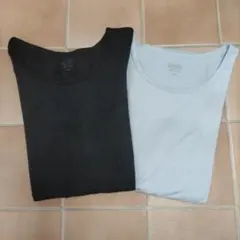 ユニクロ　半袖ヒートテック　150　2枚セット　ブラック　ライトブルー