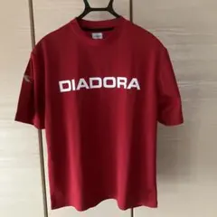 【美品】ディアドラDIADORA　メンズ半袖Tシャツ　レッド赤　Lサイズのサムネイル