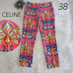 希少★フランス製★CELINE　フィービー期　ペイズリー柄　パンツ　シルク　38のサムネイル