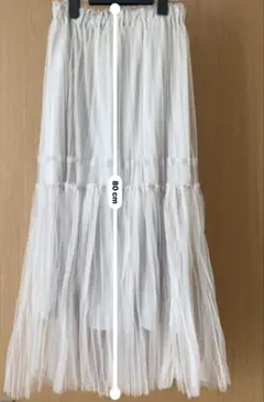 earth music&ecologyチュール ロングスカート 白