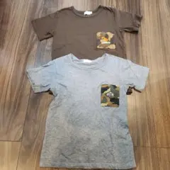 恐竜、迷彩ポケット Tシャツ 2枚セット 130cm