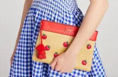 kate spadeローマエンベリッシュ トマトストロー クラッチ　新品タグ付き
