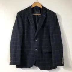 TOPVALU ウール混 チェック柄　ジャケット 秋冬物 ネイビー