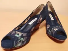 DIANA オープンパンプス 23.5cm 絵画シリーズ フラワー オープントゥ