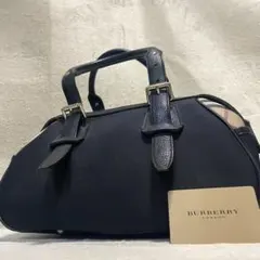 【美品】 バーバリー ミニボストン ハンドバッグ ノバチェック 黒 キャンバスのサムネイル