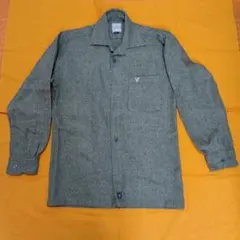 ウール混合 グレー 長袖シャツ