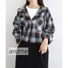 1129 美品 andme ショート丈フーディチェック