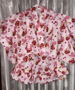 浴衣 浴衣ドレス セパレート バラ ハート ギンガム 子供服のサムネイル