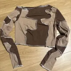 アシンメトリック長袖クロップドトップス