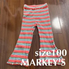 MARKEY'S ボーダー フリル メロウ フレアパンツ 100