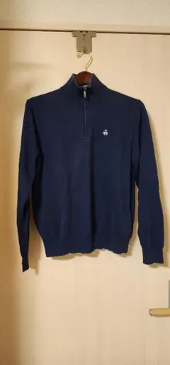 Brooks Brothers コットン ハーフジップニット ネイビー S