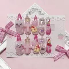 現品♥ 訳あり品 平成女児 量産型 いちご ぴんく 地雷系 ネイルチップ