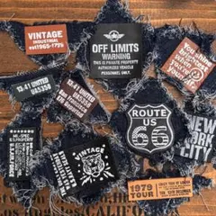 ジャンクジャーナル素材にも　ファケージデニム付き革タグレザータグ　男前ミリタリー