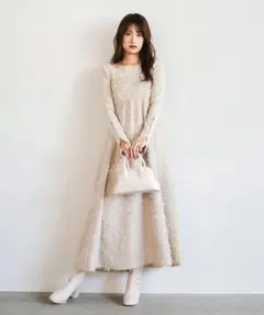 ★新品未使用★COCODEAL ジャカードキャミワンピース ベージュ S