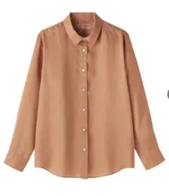 無印良品　リネン　洗いざらし　長袖シャツ　ＸＬ　スモーキーオレンジ